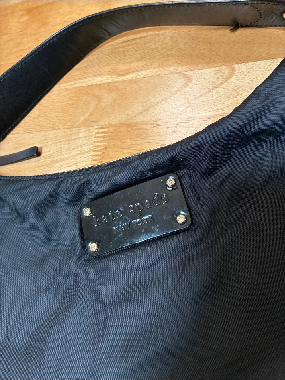 kate spade Black Nylon Shoulder Bag with Leather Strap